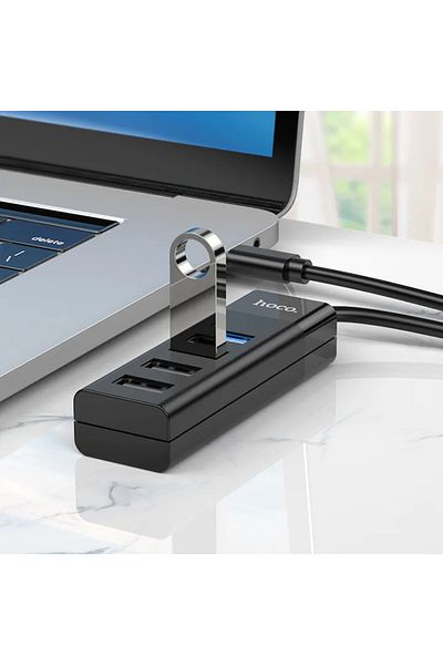 Hoco Adaptor Hub USB 3.0 Tip-C 4 în 1, HB25 Easy Mix, OTG de mare viteză, 1Tb - Negru