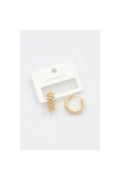 SepetBudur Jewelled Hoop Earrings - Gold