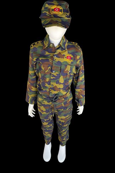MODA Child Soldier Costume Children's Soldier Costume 3-14 Years – Camouflage Jumpsuit Hat Set