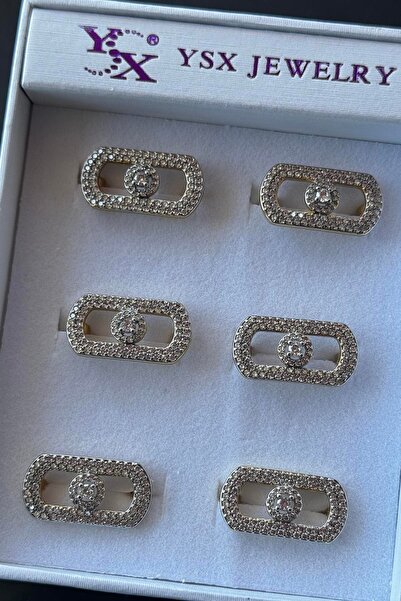 TAKIŞTIR Gold and Silver Color Stone Detailed Adjustable Ysx Ring