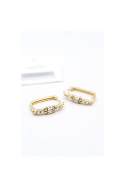 SepetBudur Rectangular Jewelled Earrings - Gold