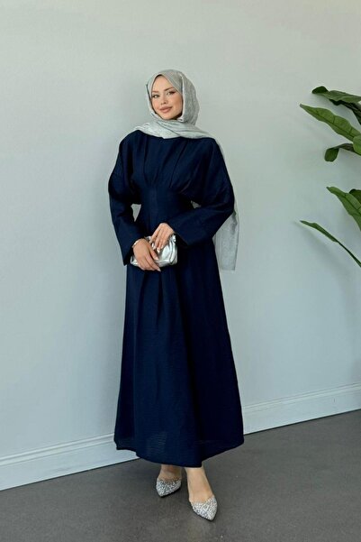 Hazamoda فستان بحزام ايفل أزرق داكن