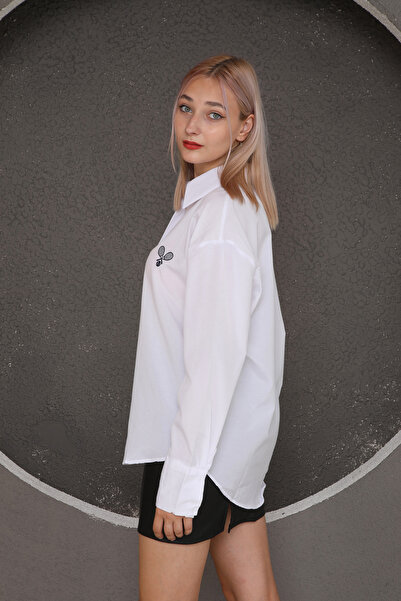 Azda Жіноча сорочка з вишивкою з попліну Модель: 226