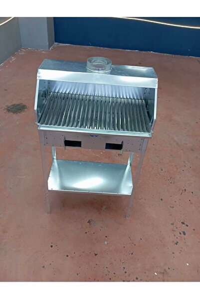 ÖZSAL DAVLUMBAZLI MANGAL- TAK ÇIKAR AYAKLI SEHBALI MANGAL- 60X32 CM KROM IZGARALI MANGAL