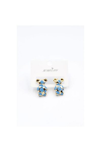 SepetBudur Enameled Teddy Bear Earrings - Turquoise