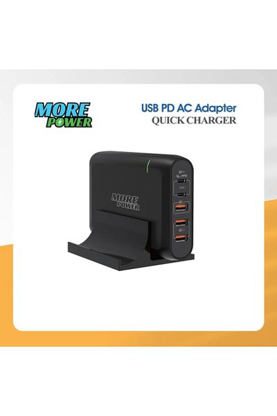 more power منصة شحن بقوة 100 وات مع منفذي PD + 3 منافذ Type-C