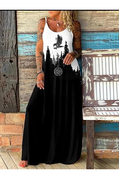 Cbm Fabric Squeeze Combed Cotton Digital Strap Dress