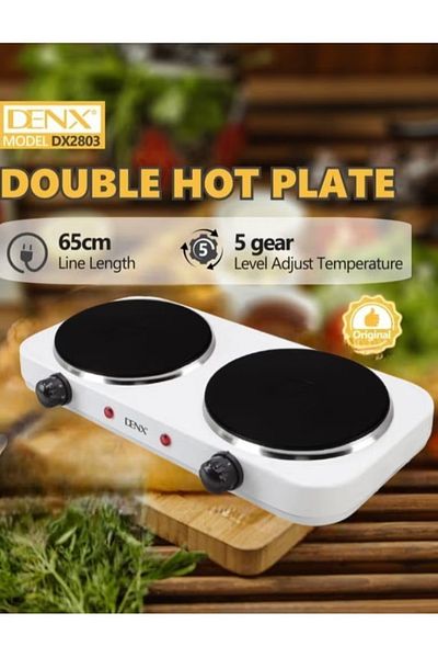 Denx موقد كهربائي مزدوج الملف، موقد كهربائي مزدوج الشعلات بقوة ٢٠٠٠ واط، محمول ٢٢٠ فولت DX2803