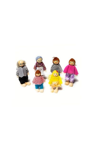 OEM Set 6 figurine, Familie, Lemn, Multicolor, 11 cm
