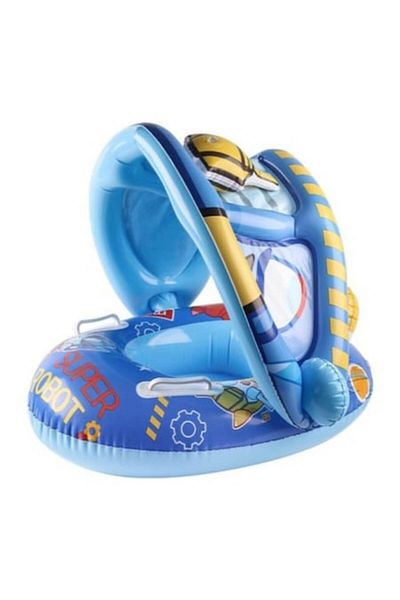 MASHASHOP Inflatable Swim Ring for Children with Seat and Sunshade, Blue, 70 cm, 1 Year+