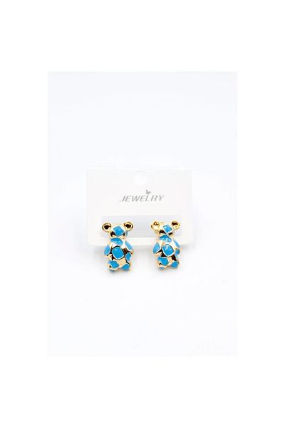 SepetBudur Enameled Teddy Bear Earrings - Turquoise