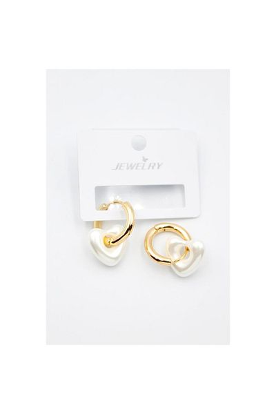 SepetBudur Pearl Heart Earrings - Gold