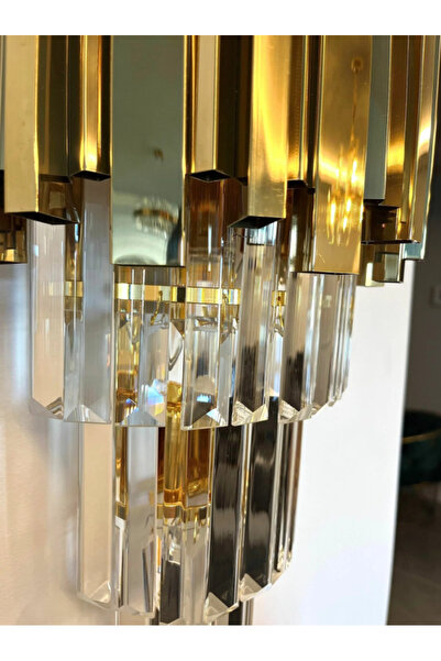 LUXXO Aplica Sofia, 3xE14, corp aluminiu, sticle cristal, 25x18x45cm, Aurie