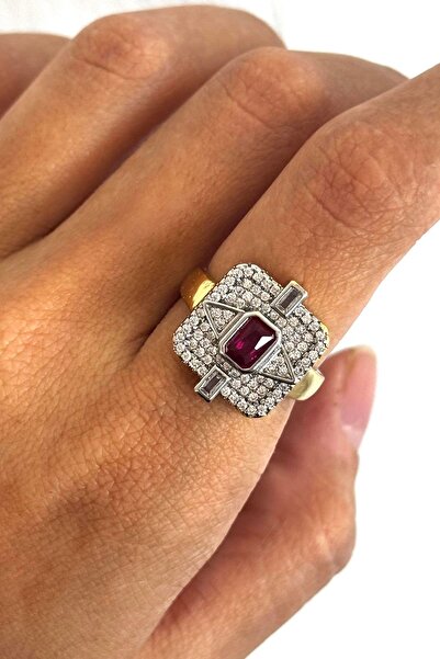 TAKIŞTIR خاتم YSX قابل للتعديل بحجر ذهبي اللون