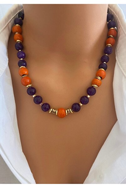 TARZ-I TAKI ÖZEL TASARIM * SINIRLI STOK* Kadın Doğaltaş Turuncu & Mor Renkli ...