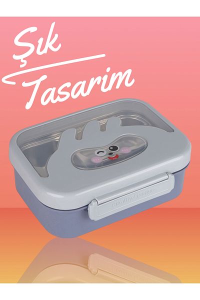 Relaxion Three Compartment, Stainless Steel, Lavender Food Storage and Transport Container/Box (461)