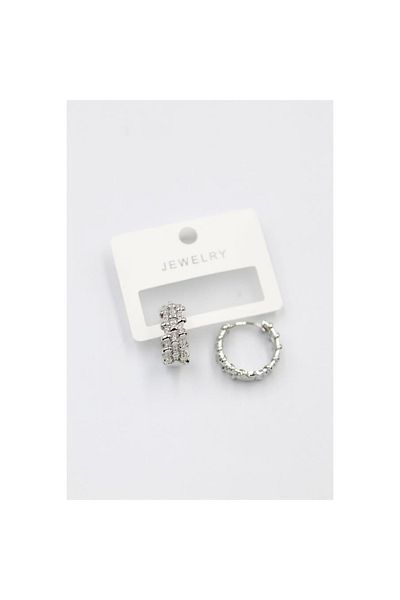 SepetBudur Jewelled Hoop Earrings - Silver
