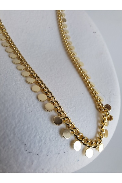 BHR AKSESUAR قلادة ذهبية بتفاصيل دائرة صغيرة