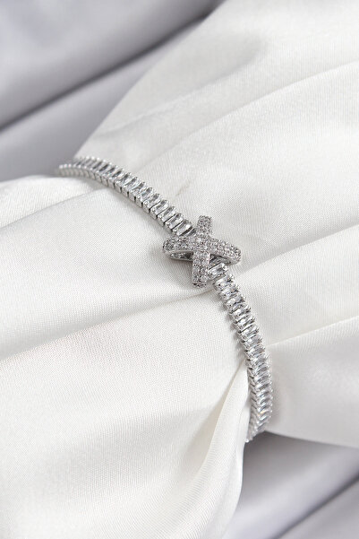 callerrons accessories سوار نسائي من النحاس والزركون X مفصل على شكل مسار مائي...