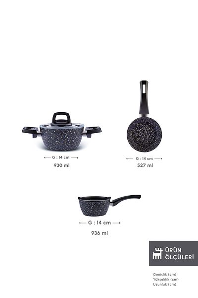 Karaca Bio Granit Blue Stone Mini 5 Piece Pot and Pan Set