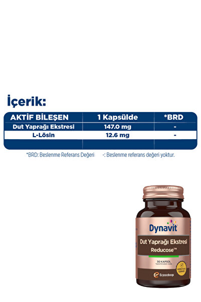 Dynavit Dut Yaprağı Ekstresi 30 Bitkisel Kapsül - Dengeli Beslenme - Patentli Reducose İçeriği