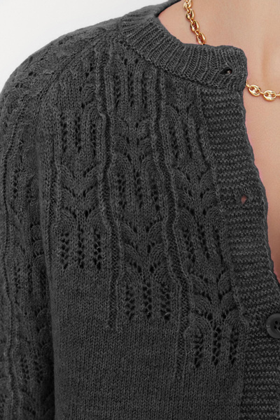 Trendyol Collection Anthracite Soft Textured Openwork / Perforated Sweater Cardigan TWOAW21HI0020