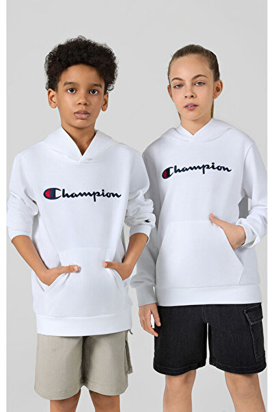 Champion Icons Hooded Sweatshirt Beyaz Çocuk Kapüşonlu Sweatshirt-306970-WW001