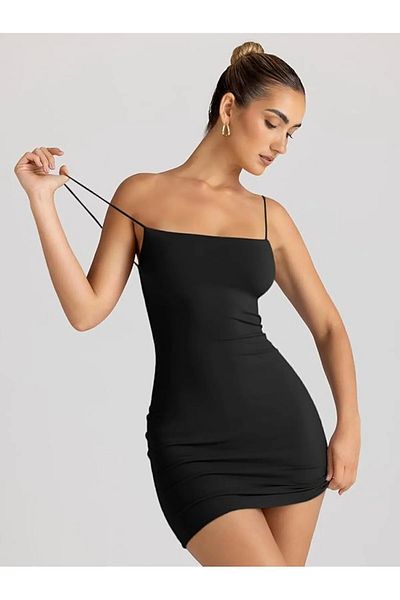 SB COLLECTIONN Rochie de tricotaje de lungime midi, cu guler vertical, cu fante, fără mâneci