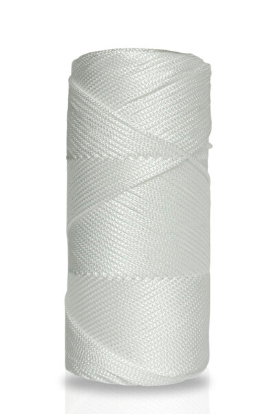 Akduman İplik 200 gr - 2mm Beyaz Polyester Makrome Ipi Çanta Ipliği Ve Supla Ip
