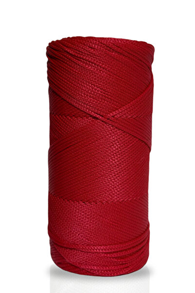 Akduman İplik 200 gr - 2mm Kırmızı Polyester Makrome Ipi Çanta Ipliği Ve Supla Ip