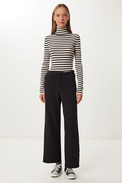 Happiness İstanbul Women's Black Pocket Stretch Knitted Trousers Ub00458