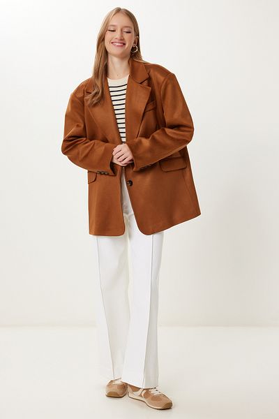 Happiness İstanbul Γυναικείο Ταμπά Oversize Premium Σουέντ Μπουφάν KT00016