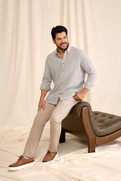 AC&Co / Altınyıldız Classics Ανδρικό πέτρινο παντελόνι 360 μοιρών σε όλες τις κατευθύνσεις Stretch Slim Fit Slim Fit Διαγώνιο Stretch μοτίβο παντελόνι