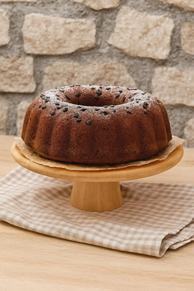 ERKUGO Bamboo Oval Pedestal Presentation Stand, Cake Riser (24.5X5.5Cm)