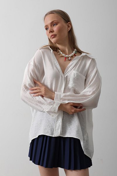 Trendyol Collection White Textured Pocket Detailed Woven Shirt Twoaw26Go00072