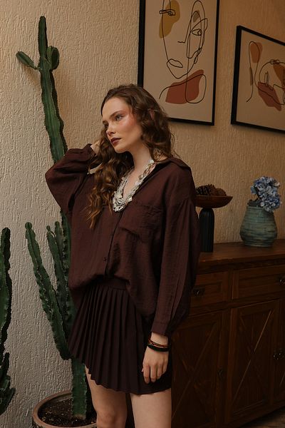 Trendyol Collection Кафява риза TWOAW26GO00072