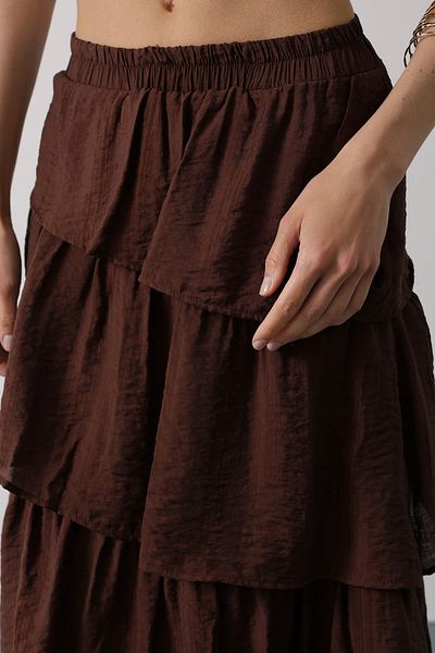 Trendyol Collection Brown Skirt Layered Ruffle Textured Maxi/Long Woven Skirt Twoaw26Et00083