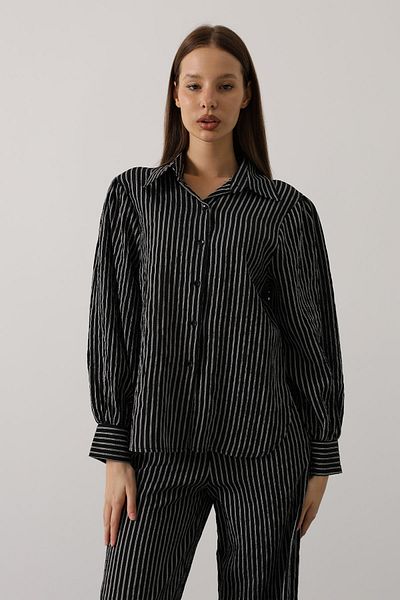Trendyol Collection Black Textured Striped Woven Shirt Twoaw26Go00074