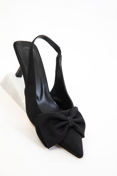 SOHO Pantofi clasici cu toc pentru femei din satin negru mat 20780