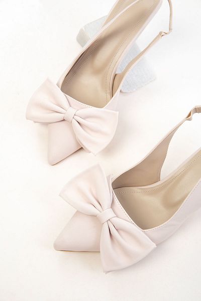SOHO Beige Matte Satin Women's Classic Heeled Shoes 20780
