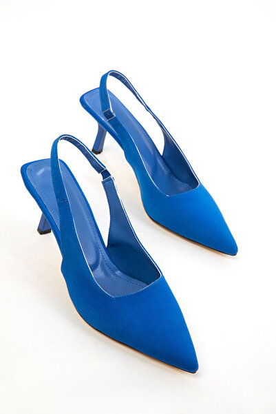 SOHO Saks Blue Matte Satin Women's Classic Heeled Shoes 20782