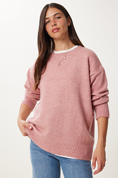 Happiness İstanbul Pulover de damă, tricot supradimensionat, roz mediu, PN00054