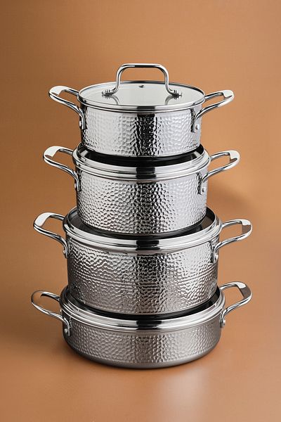 Karaca 3 Ply Powersteel Enzo 8 Piece Induction Base Steel Pot Set