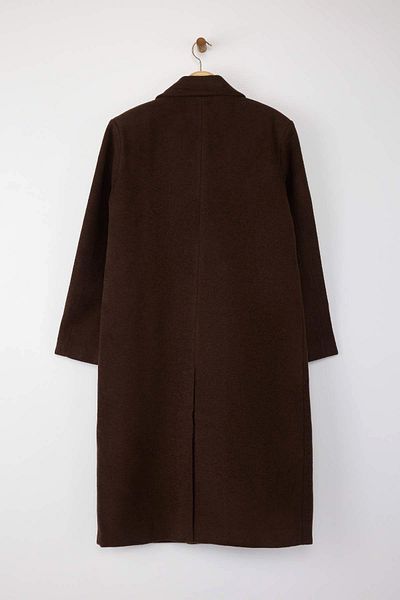 Trendyol Collection Кафяво дълго палто с моно закопчаване TWOAW26KB00032