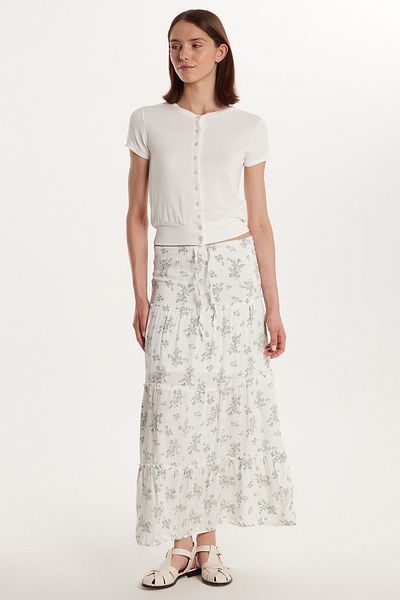 Tudors Women's Standard Fit Tie-Up Printed Viscose Skirt
