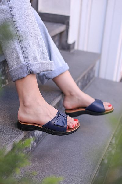 FAST STEP Damă Confortabil Vară Zilnic Acasă Vacanță Cataramă Mamă Papuci Bleumarin 001zaelıspoly