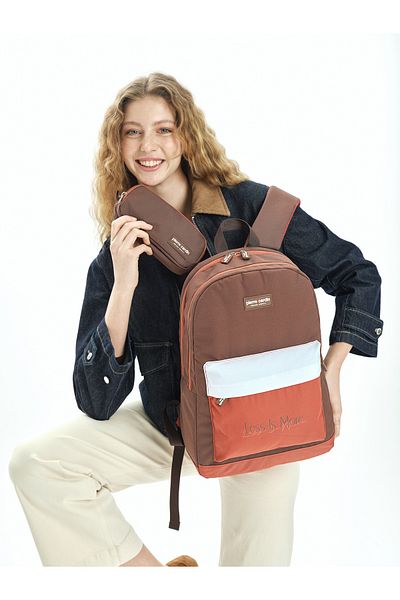 Pierre Cardin Coffee Children's School Backpack 07Pc1005