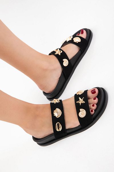 SOHO Papuci de damă din piele intoarsa neagra 20788