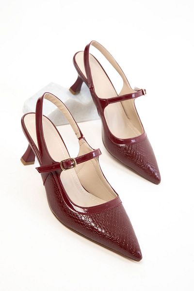 SOHO Burgundy Patent Leather Women's Classic Heeled Shoes 20799