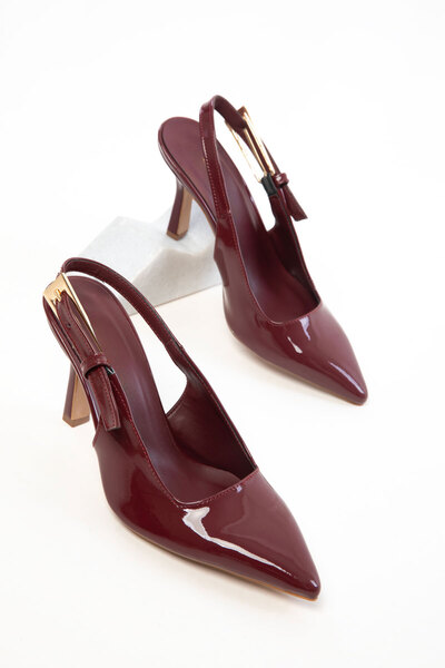SOHO Burgundy Patent Leather Women's Classic Heeled Shoes 20801